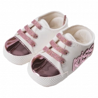Βρεφικά παπούτσια αγκαλιάς για κορίτσια Kiss ροζ gold κοριτσίστικα καθημερινά online μπέμπα (1)