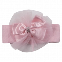 Βρεφική κορδέλα για κορίτσια Saten bow ροζ αμπιγιέ με στρασάκια κοριτσίστικα online (1)