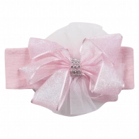 Βρεφική κορδέλα για κορίτσια Glamour 2 bow ροζ αμπιγιέ κοριτσίστικα online (1)