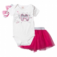 Βρεφικό σετ για κορίτσια Super mommy άσπρο κοριτσίστικα τουτού δώρο κορδέλα πάρτι online 9 μηνών (1)