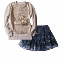 Παιδική μπλούζα ΕΒΙΤΑ για κορίτσια Golden Χρυσό | Παιδική φούστα tutu για κορίτσια διπλής όψης μπλε μοντέρνες ιδιαίτερες φούστες με τούλι για κορίτσάκια ετών 