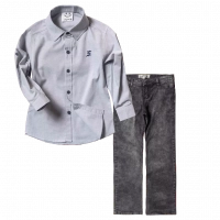 Παιδικό πουκάμισο Sandy Kids γκρι αγορίστικα κοντομάνικο μακριμάνικο μοντέρνα παιδικά ρούχα online χρονών πάνω | Παιδικό παντελόνι New College για αγόρια High Τζιν αγορίσικα ελληνικά μοντέρνα παντελόνια 