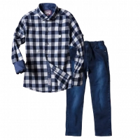 Παιδικό πουκάμισο για αγόρια Classic καρό μπλε με σχέδια μοντέρνο επίσυμο για βάφτιση γάμο οικονομικά poukamiso | Παιδικό τζιν παντελόνι για αγόρια Arrow μπλε αγορίστικα παντελόνια ετών online 