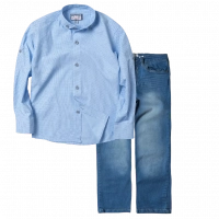 Παιδικό πουκάμισο για αγόρια Burnley γαλάζιο καλό επίσημο εκδηλώσεις onlline | Παιδικό παντελόνι New College για αγόρια Solo Μπλε Αγορίστικα ελληνικά μοντέρνα τζιν 