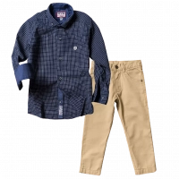 Παιδικό πουκάμισο για αγόρια Business καρό μπλε μοντέρνο κλασικό επίσυμο για βάφτιση οικονομικά πουκάμισο καρό  | Παιδικό παντελόνι για αγόρια Sandy Kids μπεζ online 