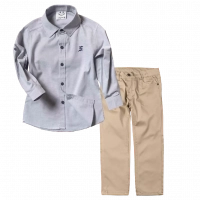 Παιδικό πουκάμισο Sandy Kids γκρι αγορίστικα κοντομάνικο μακριμάνικο μοντέρνα παιδικά ρούχα online χρονών πάνω | Παιδικό παντελόνι για αγόρια Genova σαμπανί  2-6 καθημερινά ελαστικά αγορίστικα online (1) 
