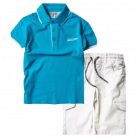 Παιδική μπλούζα New College για αγόρια Basic Γαλάζια καλοκαιρινές μοντέρνες ποιοτικές μπλούζες online 1 | Παιδική βερμούδα New College για αγόρια Edition Άσπρο αγορίστικες καλοκαιρινές μοντέρνες βερμούδες 