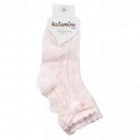 παιδικές κάλτσες για κορίτσια ροζ με φιόγκο vintage μοντέρνες