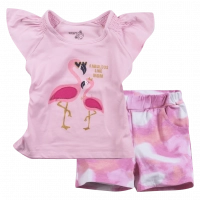 Παιδικό σετ Εβίτα για κορίτσια Flamingos ροζ καλοκαιρινά σετάκια κοριτσίστικα με σορτσάκι ελληνικά online ετών