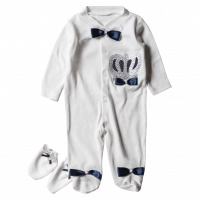 Βρεφικό φορμάκι για αγόρια little king άσπρο για μωράκια 9 μηνών πρίγκιπας κορώνες online