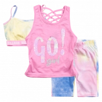 Παιδικό σετ New College για κορίτσια Go Girl ροζ καλοκαιρινά σετάκια tie dye ελληνικά μοντέρνα crop top online