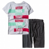 Παιδική μπλούζα New College για αγόρια After This Γκρι αγορίστικες ελληνικές κοντομάνικες μπλούζες | Παιδική βερμούδα για αγόρια Progress Μαύρη 