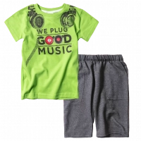Παιδική μπλούζα New College για αγόρια Good Music Πράσινο αγορίστικες ελληνικές κοντομάνικες μπλούζες | Παιδική βερμούδα για αγόρια Progress Ανθρακί 