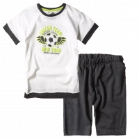 Παιδική μπλούζα New College για αγόρια Soccer Team Άσπρο αγορίτστικα κοντομάνικα καλοκαιρινά μπλουζάκια μοντέρνα | Παιδική βερμούδα για αγόρια Progress Μαύρη 
