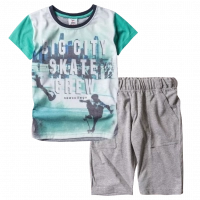 Παιδική μπλούζα New Collage για αγόρια Big City Πράσινο αγορίστικες καλοκαιρινές ελληνικές μπλούζες κοντομάνικες | Παιδική βερμούδα για αγόρια Progress Γκρι 