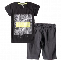 Παιδική μπλούζα New College για αγόρια Superior μαύρο αγορίστικες μπλούζες καλοκαιρινές κοντές t shirt μοντέρνα online | Παιδική βερμούδα για αγόρια Progress Ανθρακί Μελανζέ αγορίστικες καλοκαιρινές ελληνικές βερμούδες Online 