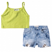 Παιδικό μπουστάκι NEK για κορίτσια Belly Λαχανί κοριτσίστικα ελληνικά μπλουζάκια κοντά μοντέρνα μονόχρωμα |  
