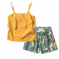 Παιδική μπλούζα New College για κορίτσια Summer κίτρινο επώνυμες μπλούζες κοριτσίστικες ραντάκι μοντέρνες ετών online | Παιδική ζιπ κιλότ βερμούδα Mayoral για κορίτσια πράσινο επώνυμη καθημερινή αέρινη 
