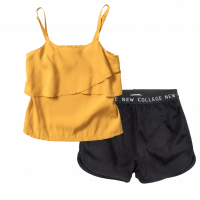 Παιδική μπλούζα New College για κορίτσια Summer κίτρινο επώνυμες μπλούζες κοριτσίστικες ραντάκι μοντέρνες ετών online | Παιδικό σορτς New College για κορίτσια Gym μαύρο (1) 