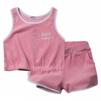 Παιδικό σετ NEK για κορίτσια Beach vibes ροζ κοριτσίστικα βαμβακερά παραλίας πετσετέ σορτς (1)