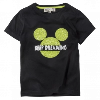 Παιδική μπλούζα New College για κορίτσια Keep Dreaming μαύρο καθημερινές μακό κοντομάνικες παγιέτες online (1)