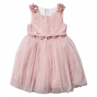 Παιδικό φόρεμα για κορίτσια Εριφύλη ροζ κοριτσίστικα αμάνικα τούλια (1)