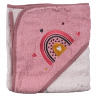 Βρεφική μπουρνουζοπετσέτα για κορίτσια rainbow ροζ πετσετούλες για μωράκια μωνών δώρα νεογέννητα  βαμβακερές