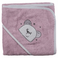 Βρεφική μπουρνουζοπετσέτα για κορίτσια happy bear σομόν πετσετούλες για μωράκια μωνών δώρα νεογέννητα  βαμβακερές