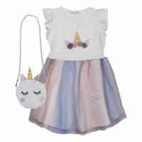 Παιδικό φόρεμα για κορίτσια magic unicorn άσπρο φορέματα με μονόκερο για κοριτσάκια ετών Online
