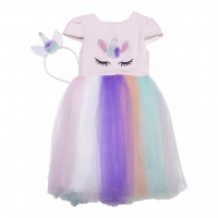 Παιδικό φόρεμα για κορίτσια magical unicorn ροζ αμπιγέ φορέματα με μονόκερο τούλι ετών Online