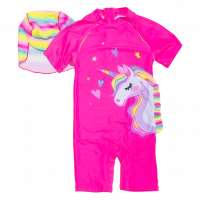 Παιδικό μαγιό Minoti για κορίτσια ολόσωμο unicorn star φούξια για θάλασσα προστασία UV ήλιο ρούχα για παραλία ετών