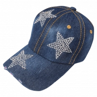 Παιδικό καπέλο για κορίτισα Star τζιν μπλε κοριτσίστικα καπέλα Jean μοντέρνα με στρας ήλιο