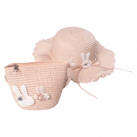 Παιδικό σετ καπέλο τσάντα για κορίτσια summer bunny κοριτσίστικα καπέλα αξεσουάρ καλοκαιρινά