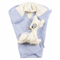 Βρεφική κουβέρτα αγγαλιάς για αγόρια Deer μπλε για μωράκια κουβερτούλες ζεστές για δώρο νεογέννητα μηνών
