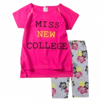 Παιδικό σετ New College για κορίτσια Miss New φούξια κοριτσίστικα καλοκαιρινά κοντομάνικα κολάν online 6 ετών (1)
