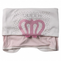 Βρεφική κουβέρτα για κορίτσια Little queen άσπρο πουά κοριτσίστικες μακό στράς μωρά online (1)