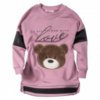 Παιδικό μπλουζοφόρεμα Εβίτα για κορίτσια Love bear ροζ κοριτσίστικα μπλουζοφορ.έματα φούτερ καθημερινά ετών