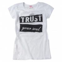 Παιδική μπλούζα διάτρητη New College για κορίτσια Trust  άσπρο καθημερινά ιδιαίτερα κοντομάνικα online (1)