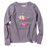 Παιδική μπλούζα AKO για κορίτσια life better γκρι εποχιακές μπλούζες κοριτσίστικες μοντέρνες μακρυμάνικες ετών online (1)