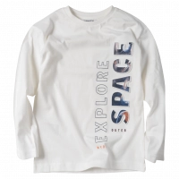 Παιδική μπλούζα Mayoral για αγόρια Explore Space άσπρο λεπτές μπλούζες αγορίστικες μακρυμάνικες επώνυμες ετών