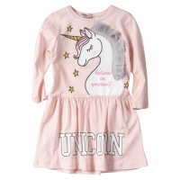 Παιδικό φόρεμα για κορίτσια Happy Unicorn σομόν καθημερινό εποχιακό βόλτα ετών online1 (4)