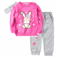 Βρεφικό σετ φόρμας ΕΒΙΤΑ για κορίτσια Funny Bunny φούξια καθημερινό άνετο ζεστό μηνών online1