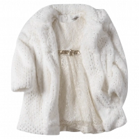 Βρεφικό σετ ΕΒΙΤΑ για κορίτσια Ivory Queen Ιβουάρ αμπιγίε φόρεμα γούνα ετών online (1)