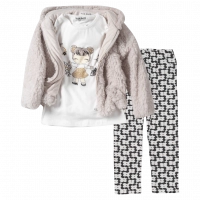 Παιδικό σετ ΕΒΙΤΑ για κορίτσια Fluffy Girl άσπρο καθημερινό άνετο κολάν μπουφάν animal print ετών online1