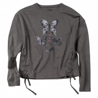 Παιδική μπλούζα Losan για κορίτσια Butterfly γκρι  φθινοπωρινή άνετη σχολείο βόλτα ετών online crop top (1)