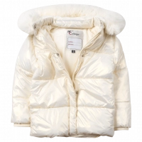 Παιδικό μπουφάν New College για κορίτσια White Glam άσπρο άνετο κάζουαλ ζεστό χειμερινό μεταλλιζέ ετών online (1)
