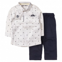 Βρεφικό σετ με πουκάμισο New College για αγόρια Button άσπρο