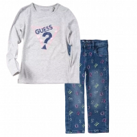  | Παιδικό παντελόνι GUESS για κορίτσια Letters Μπλε καθημερινά ποιοτικά επώνυμα τζιν online 