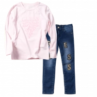 Παιδική μπλούζα GUESS για κορίτσια Heart ροζ άνετη εποχιακή επώνυμη ετών online (1) |  