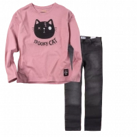 Παιδική μπλούζα Losan για κορίτσια Cat ροζ καθημερινές εποχιακές ετών μακρυμάνικες επώνυμες online | Παιδικό τζιν παντελόνι Mayoral για κορίτσια Μάυρο επώνυμο ποιοτικό μοντέρνο 